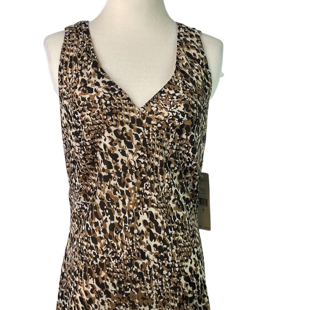 Ralph Lauren Dress Leopard Maxi Animal Print Size 10 New Mob Wife Maximalist